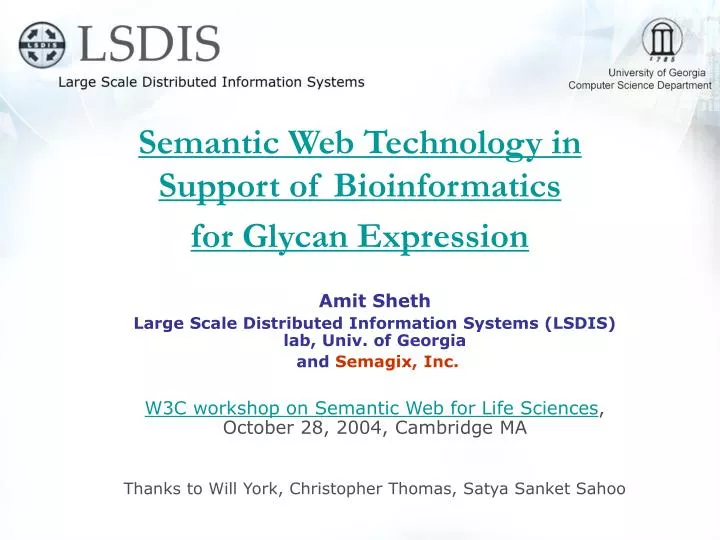 semantic web technology in support of bioinformatics for glycan expression