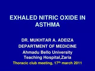 EXHALED NITRIC OXIDE IN ASTHMA