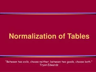 Normalization of Tables