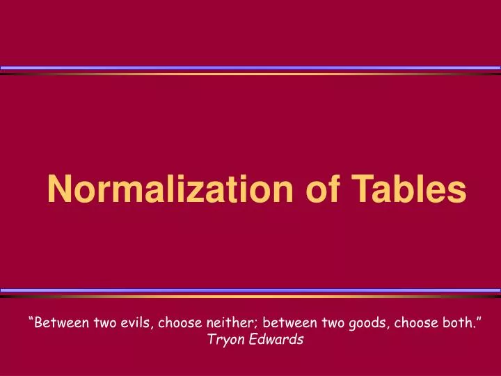 normalization of tables