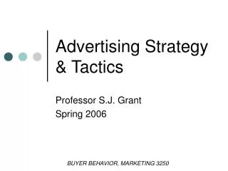 Advertising Strategy &amp; Tactics