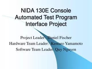 NIDA 130E Console Automated Test Program Interface Project