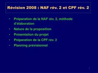 Révision 2008 : NAF rév. 2 et CPF rév. 2