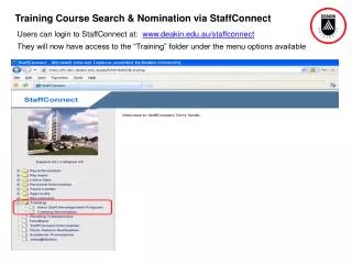 Training Course Search &amp; Nomination via StaffConnect