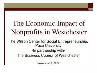 The Economic Impact of Nonprofits in Westchester
