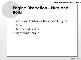 Engine Dissection - Nuts and Bolts