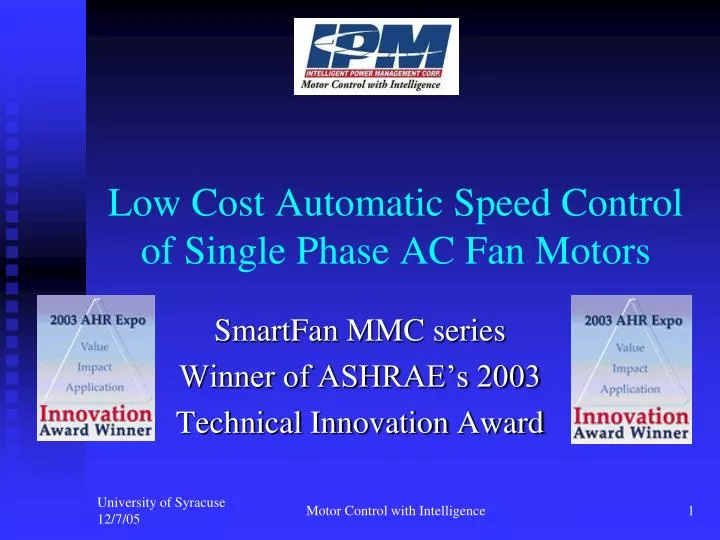 low cost automatic speed control of single phase ac fan motors