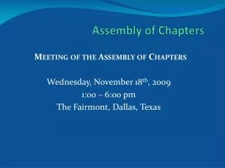 Assembly of Chapters