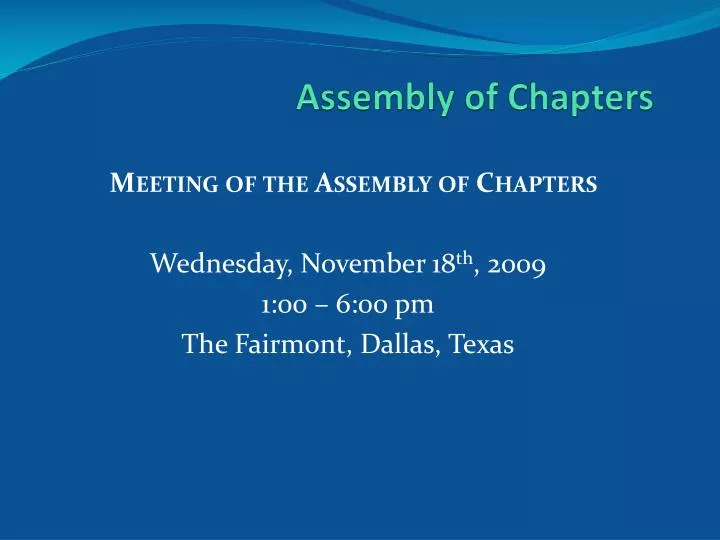 assembly of chapters
