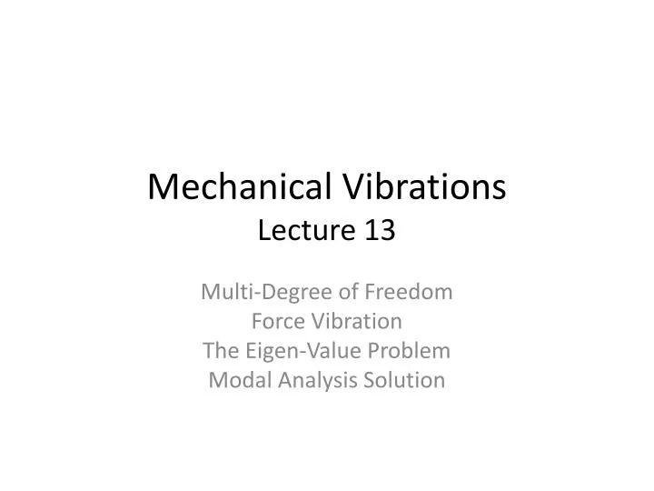 mechanical vibrations lecture 13