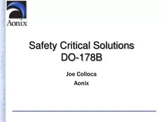 Safety Critical Solutions DO-178B