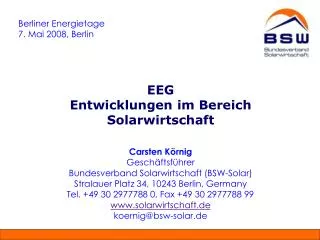Berliner Energietage 7. Mai 2008, Berlin