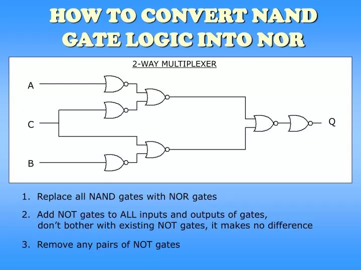 how to convert nand gate logic into nor