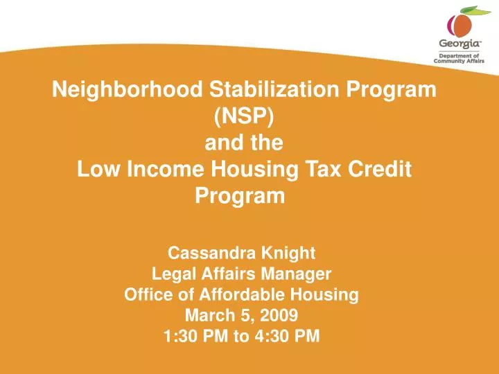 neighborhood stabilization program nsp and the low income housing tax credit program