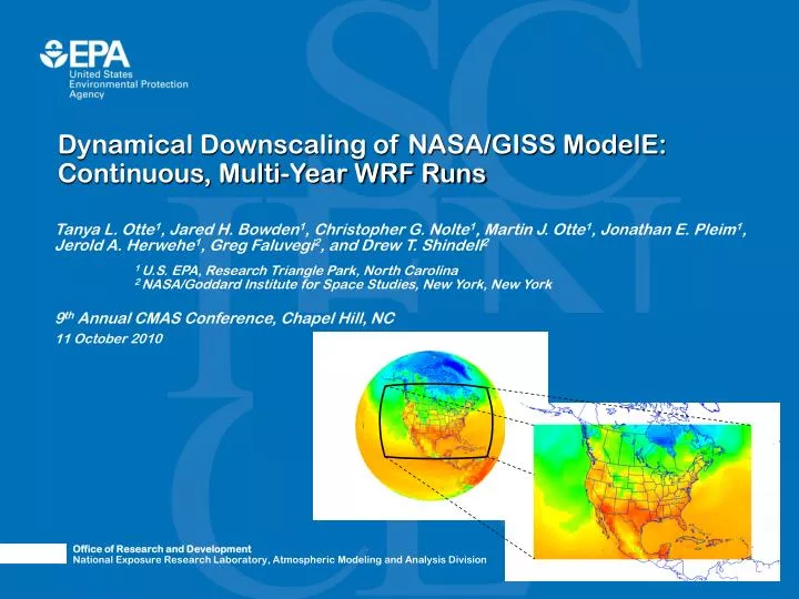 dynamical downscaling of nasa giss modele continuous multi year wrf runs