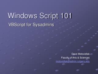 Windows Script 101