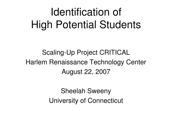 identification of high potential students
