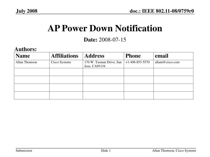 ap power down notification