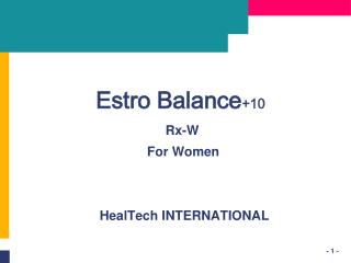 Estro Balance +10 Rx-W For Women HealTech INTERNATIONAL