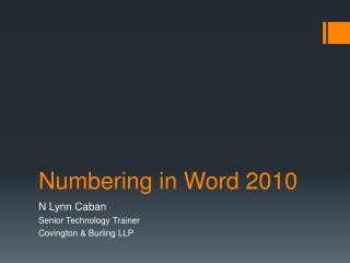 Numbering in Word 2010