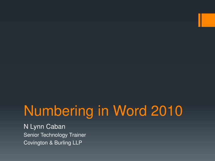 numbering in word 2010