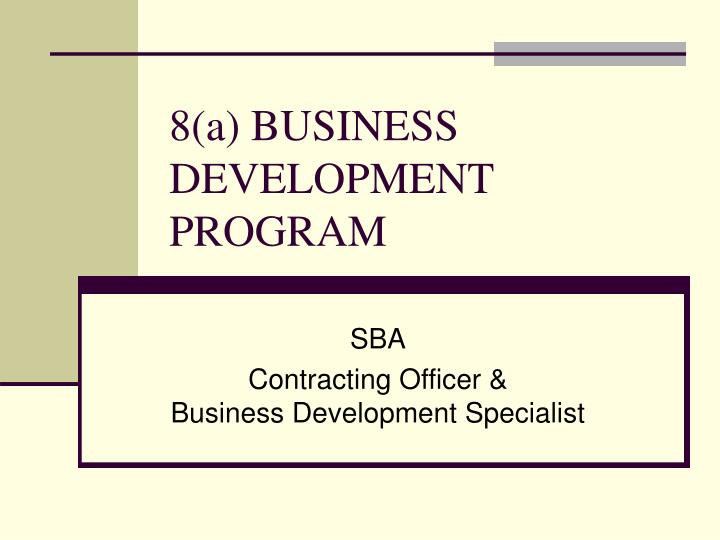 8 a business development program