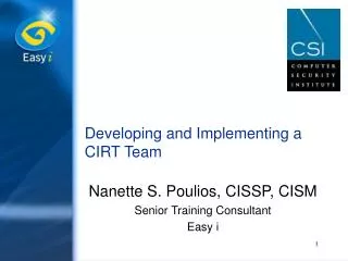 Developing and Implementing a CIRT Team
