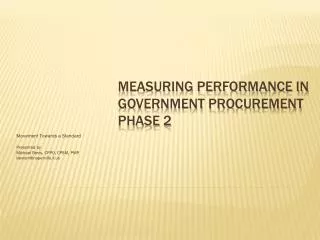 Measuring Performance in Government Procurement Phase 2