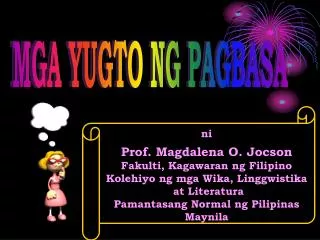 ni Prof. Magdalena O. Jocson Fakulti, Kagawaran ng Filipino Kolehiyo ng mga Wika, Linggwistika at Literatura Pamantasan