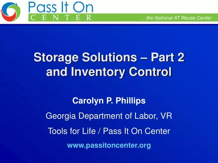 storage solutions part 2 and inventory control