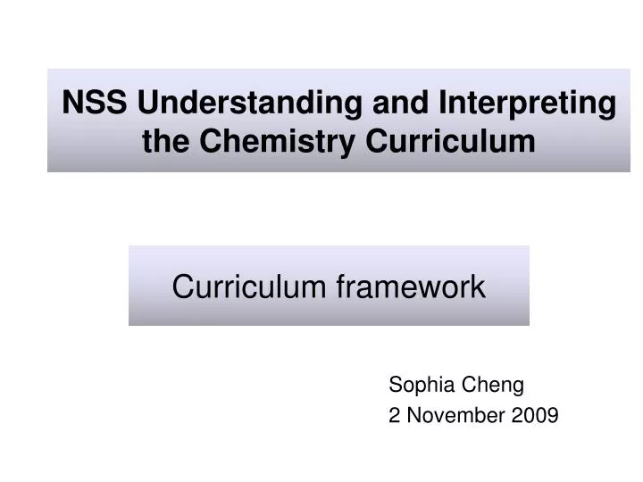 nss understanding and interpreting the chemistry curriculum