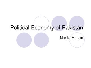 Political Economy of Pakistan