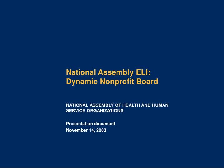 national assembly eli dynamic nonprofit board