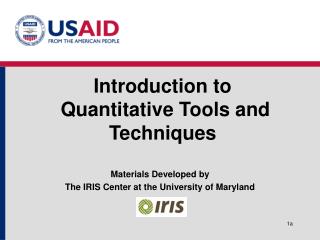 Introduction to Quantitative Tools and Techniques