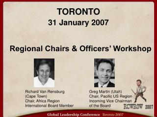 Regional Chairs &amp; Officers’ Workshop