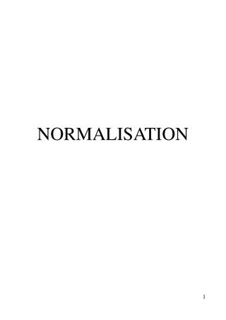 NORMALISATION