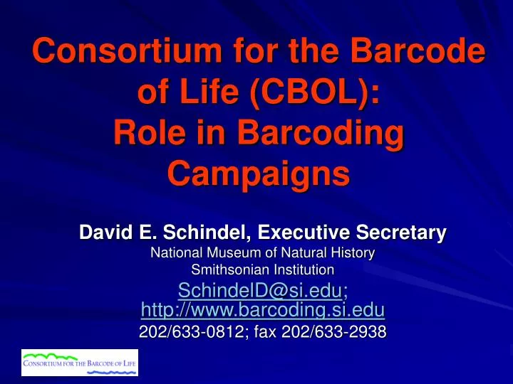 consortium for the barcode of life cbol role in barcoding campaigns