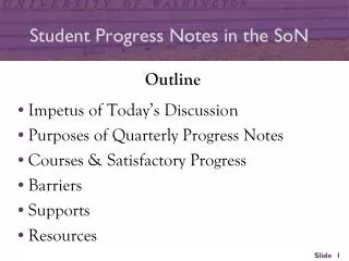 Student Progress Notes in the SoN