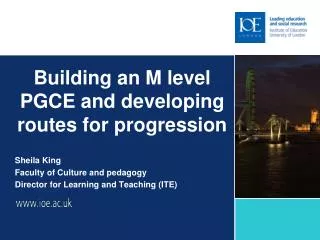Building an M level PGCE and developing routes for progression