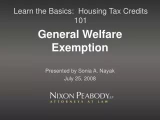 General Welfare Exemption