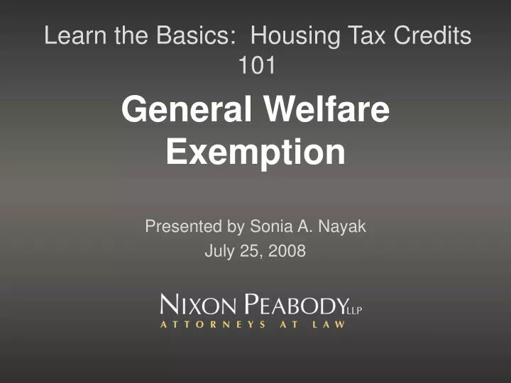general welfare exemption
