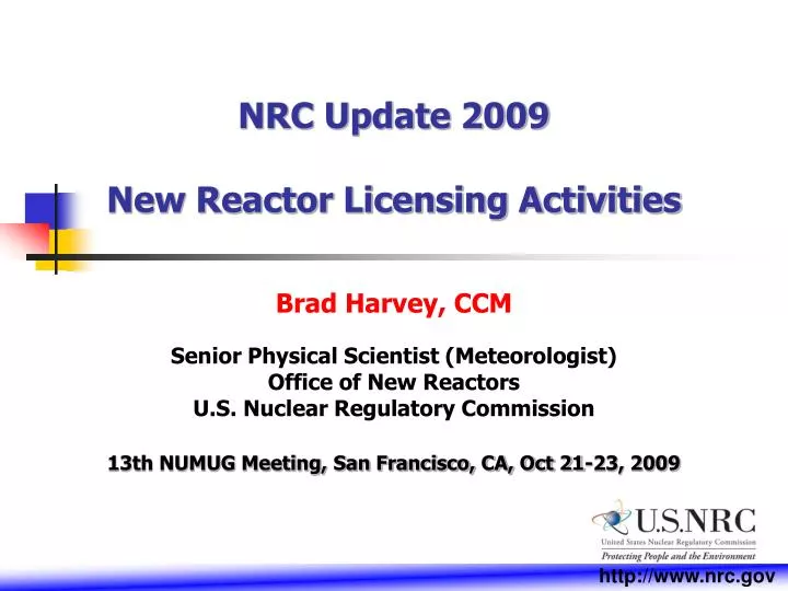 nrc update 2009 new reactor licensing activities