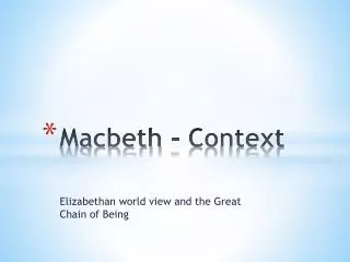 Macbeth - Context