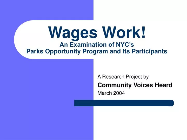 wages work an examination of nyc s parks opportunity program and its participants