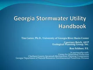 Georgia Stormwater Utility Handbook