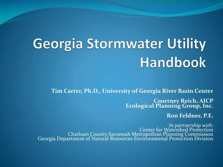 georgia stormwater utility handbook