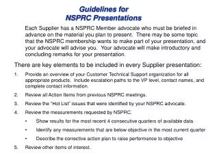 Guidelines for NSPRC Presentations