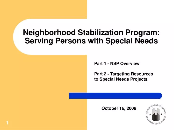 neighborhood stabilization program serving persons with special needs
