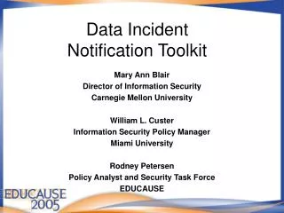 Data Incident Notification Toolkit