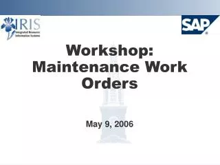 Workshop: Maintenance Work Orders